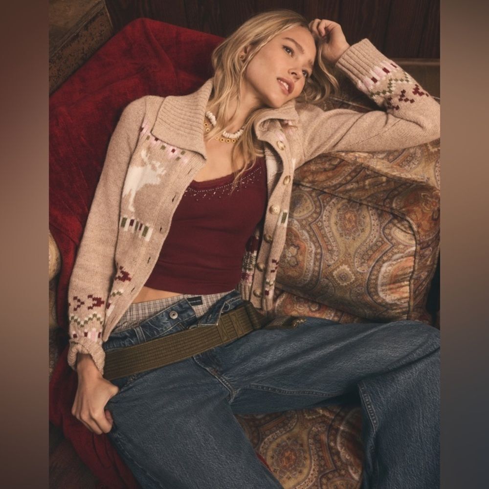 NWT Abercrombie + Fitch Fairisle Collared Cardigan